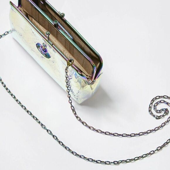 NWT Vivienne Westwood Archive Orb Double Frame Iridescent Pink Crossbody Purse - Picture 5 of 14